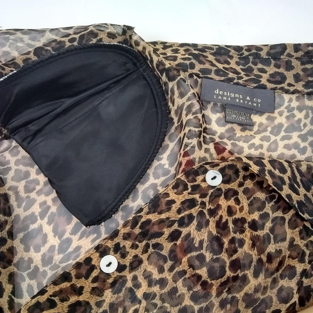 Lane Bryant | Sheer Animal Print Button Down Shirt - Picture 6 of 8